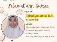 Raisah Aulianisa, Siswi SMAIT TBZ Melaju Ke OSN Bidang Kimia Tingkat Provinsi Jawa Barat.